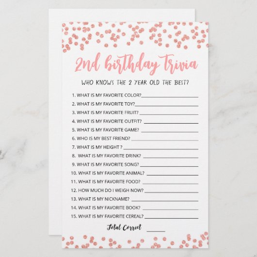 2nd Birthday Trivia編集可能ゲーム (正面/裏面)