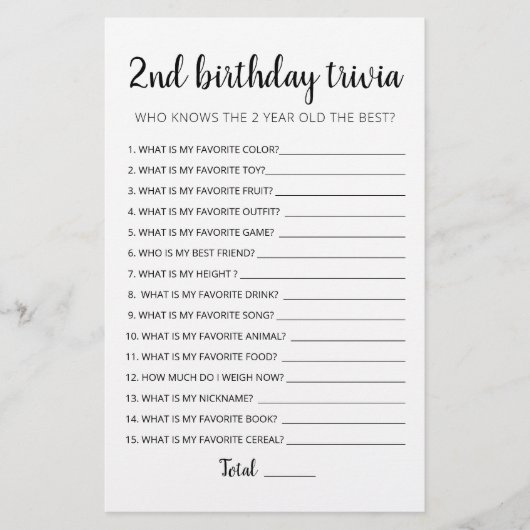 2nd Birthday Trivia編集可能ゲーム (正面)