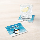 2nd Birthday Two Cool Penguin Boy スクエアペーパーコースター (インサイチュ)