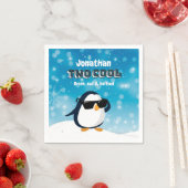 2nd Birthday Two Cool Penguin Boy スタンダードカクテルナプキン (インサイチュ)