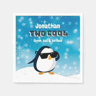 2nd Birthday Two Cool Penguin Boy スタンダードカクテルナプキン