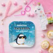 2nd Birthday Two Cool Penguin Boy ペーパープレート (パーティー)