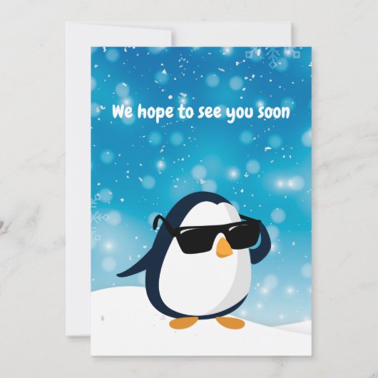 2nd Birthday Two Cool Penguin Boy 招待状 (裏面)