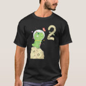 2nd Birthday Two Years Old Astronaut T Rex Dino Di Tシャツ (正面)