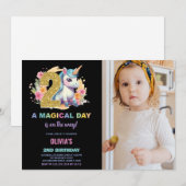 2nd Birthday Unicorn誕生日招待状写真 招待状 (正面/裏面)