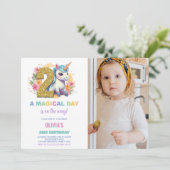 2nd Birthday Unicorn誕生日招待状写真 招待状 (スタンド正面)