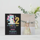 2nd Birthday Unicorn誕生日招待状写真 招待状 (スタンド正面)