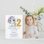 2nd Birthday Unicorn誕生日招待状写真 招待状 (スタンド正面)