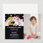2nd Birthday Unicorn誕生日招待状写真 招待状 (正面/裏面)