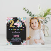 2nd Birthday Unicorn誕生日招待状（写真あり） 招待状 (スタンド正面)