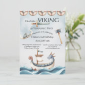 2nd Birthday Viking Themed Boy Birthday 招待状 (スタンド正面)