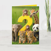 2nd Birthday Wildlife Animal Babies カード (正面)