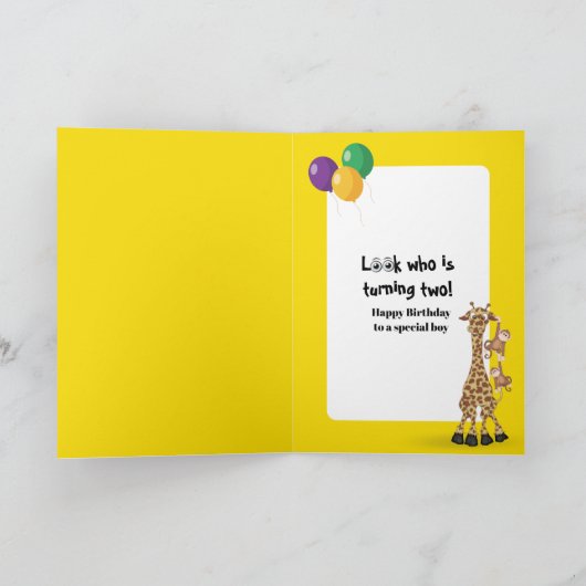 2nd Birthday Wildlife Animal Babies カード (内部)