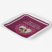 2nd garnet wedings anniversary写真ハート赤 ペーパープレート (傾斜あり)