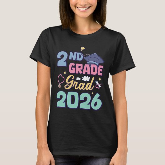 2nd Grade 卒業 2026 卒業おめでとう 小二 Tシャツ (正面)