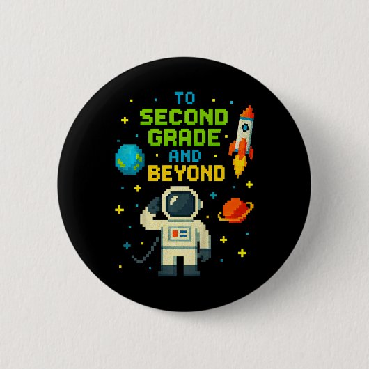 2nd Grade And Beyond Astronaut Space Boys Gamer Fi 缶バッジ (正面)