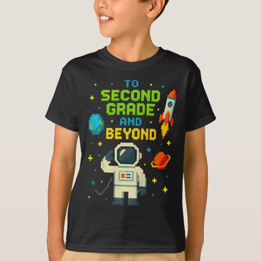 2nd Grade And Beyond Astronaut Space Boys Gamer Fi Tシャツ (正面)