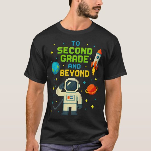 2nd Grade And Beyond Astronaut Space Boys Gamer Fi Tシャツ (正面)