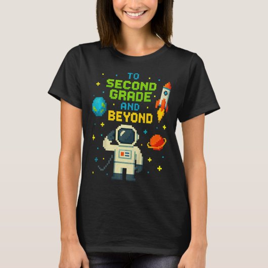 2nd Grade And Beyond Astronaut Space Boys Gamer Fi Tシャツ (正面)