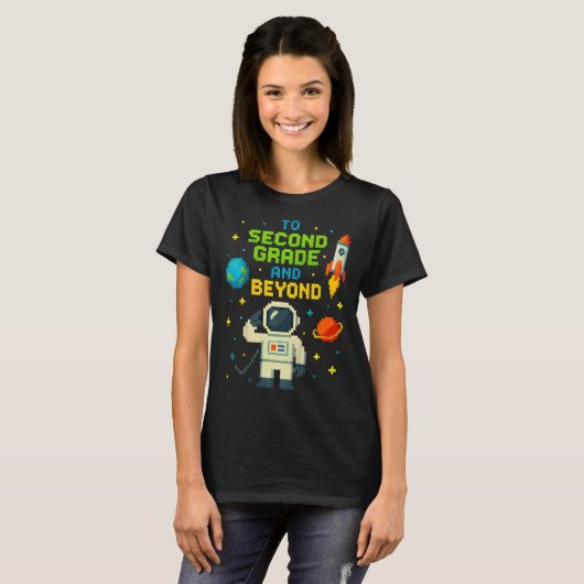2nd Grade And Beyond Astronaut Space Boys Gamer Fi Tシャツ (正面フル)