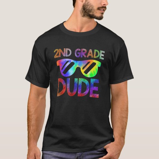 2nd Grade Dude Back to School Tie Dye Boy Girl Sun Tシャツ (正面)
