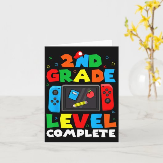 2nd Grade Level Complete Video Game Last Day Of Sc カード (黄色い花)