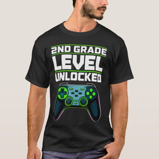 2nd Grade Level Unlocked Gaming Controller Back to Tシャツ (正面)