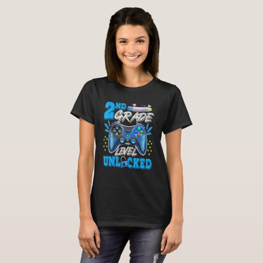 2nd Grade Level Unlocked Video Game Back To School Tシャツ (正面フル)
