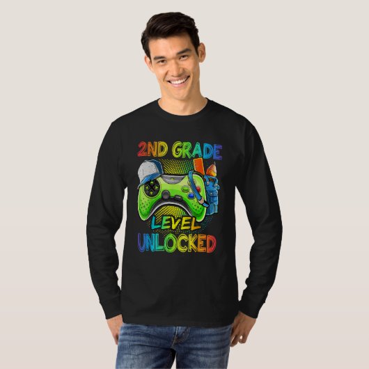 2nd Grade Level Unlocked Video Game Back To School Tシャツ (正面フル)