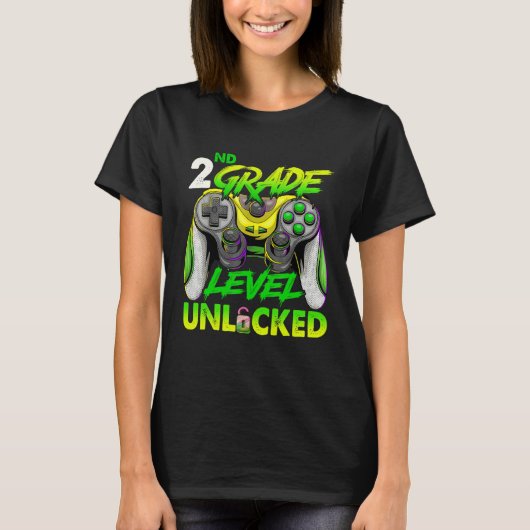 2nd Grade Level Unlocked Video Game Back to School Tシャツ (正面)
