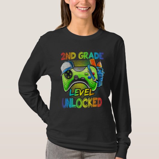 2nd Grade Level Unlocked Video Game Back To School Tシャツ (正面)