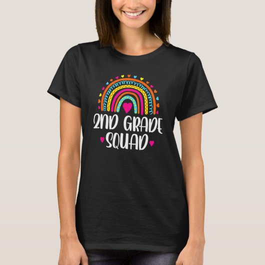 2nd Grade Squad Teacher  Rainbow  Back To School Tシャツ (正面)