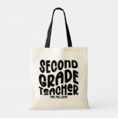 2nd Grade Teacher Black Typography Design  トートバッグ (裏面)