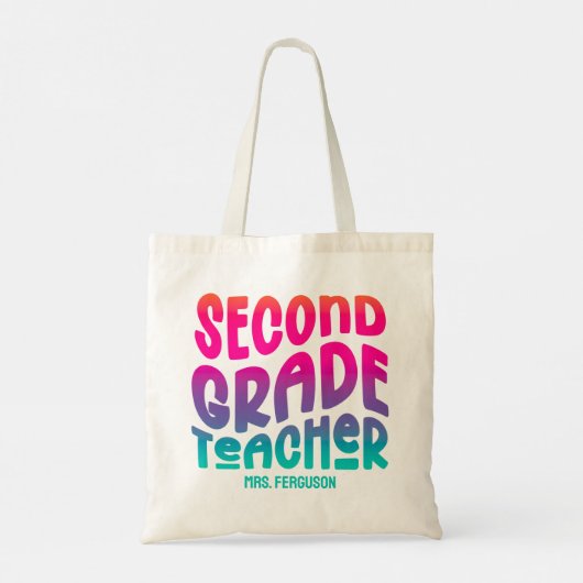 2nd Grade Teacher Colorful Ombre Typography トートバッグ (裏面)