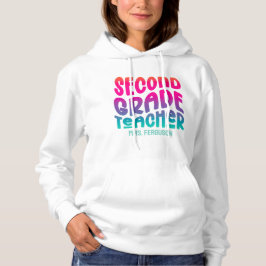 2nd Grade Teacher Colorful Ombre Typography パーカ