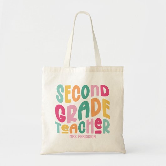 2nd Grade Teacher Colorful Typography Design トートバッグ (正面)