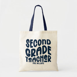 2nd Grade Teacher Dark Blue Typography Design トートバッグ