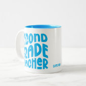 2nd Grade Teacher Light Blue Text  ツートーンマグカップ (正面左)