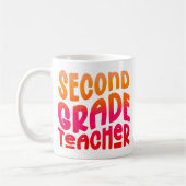 2nd Grade Teacher Orange Red Ombre Text コーヒーマグカップ (左)