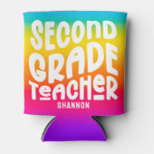 2nd Grade Teacher Rainbow Ombre Vacation 缶クーラー (正面)
