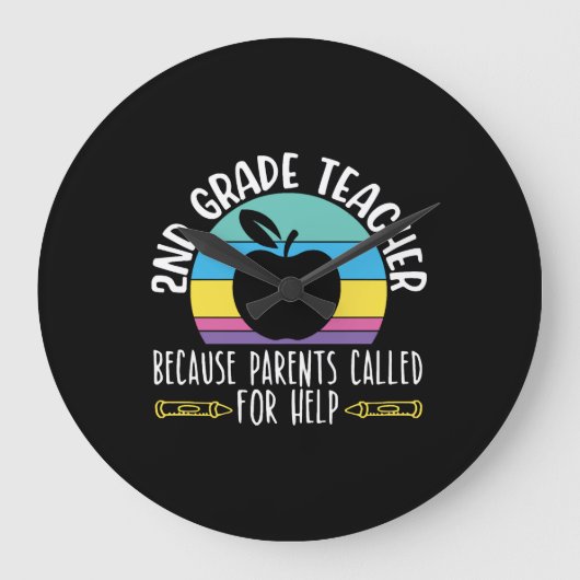 2nd Grade Teacher Shirts I Love My Second Graders ラージ壁時計 (正面)