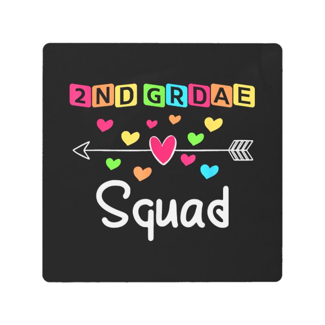 2nd grade Teacher Shirts School Team Second Grade メタルプリント (正面)