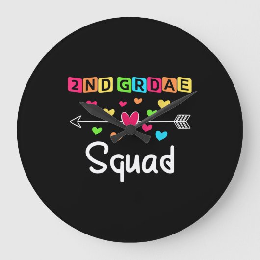 2nd grade Teacher Shirts School Team Second Grade ラージ壁時計 (正面)