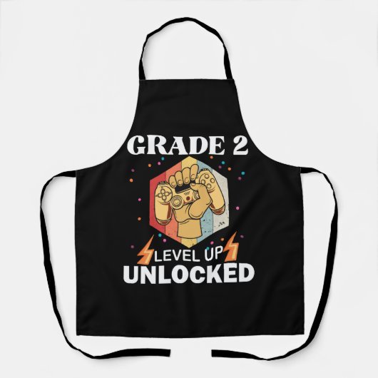 2nd Grade Unlocked Level Up Back To School First エプロン (正面)