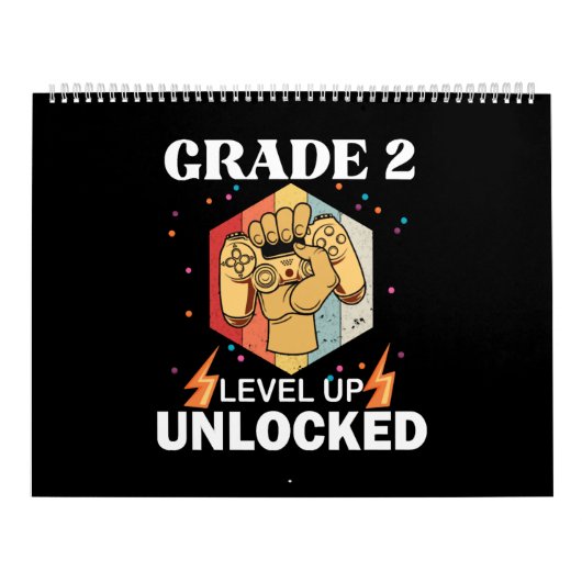 2nd Grade Unlocked Level Up Back To School First カレンダー (カバー)