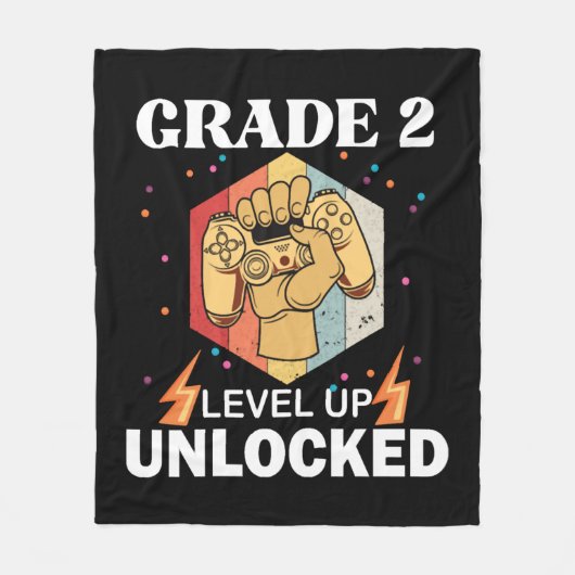 2nd Grade Unlocked Level Up Back To School First フリースブランケット (正面)