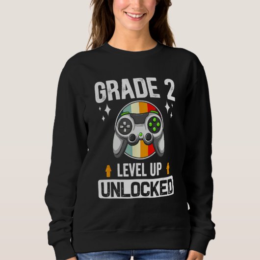 2nd Grade Unlocked Level Up Back To School Second スウェットシャツ (正面)