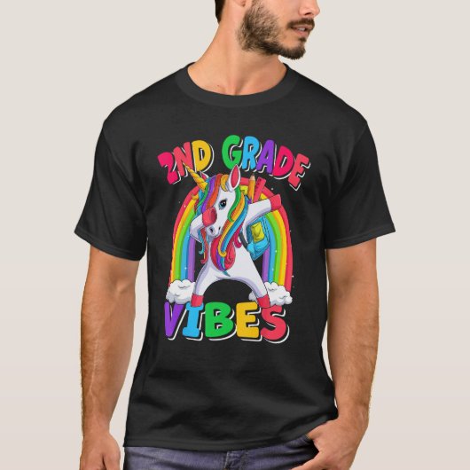 2nd Grade Vibes Dabbing Unicorn Back to School Kid Tシャツ (正面)