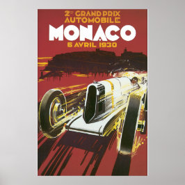 2nd Grand Prix Monaco Vintage Travel Poster ポスター