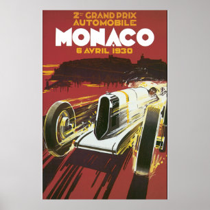 2nd Grand Prix Monaco Vintage Travel Poster ポスター